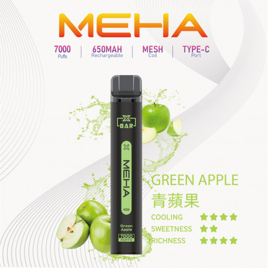 正品 MEHA魅嗨一次性電子煙7000口 MEHA VBar 7000抛棄式電子煙