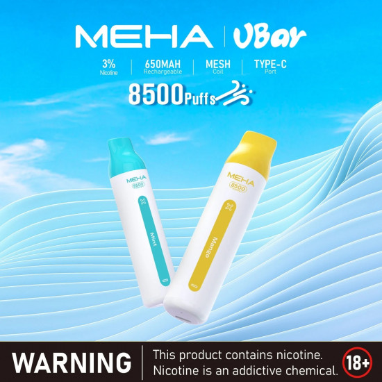 正品 MEHA魅嗨一次性電子煙8500口 MEHA VBar 8500抛棄式電子煙